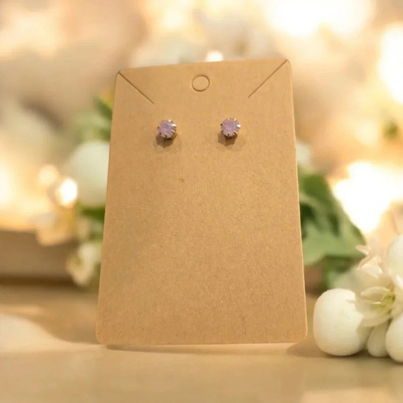 Gold Plated Light Pink Rhinestone Stud Earrings - Picture 1 of 2